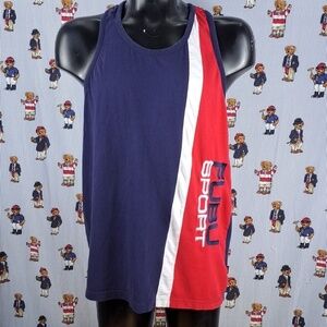 Y2k Fubu Sport embroidred spell out logo red white & blue Med tank tap t-shirt